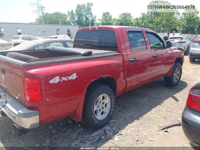 2006 Dodge Dakota Slt VIN: 1D7HW48K26S664978 Lot: 42597877