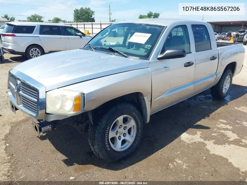 2006 Dodge Dakota Slt VIN: 1D7HE48K86S567206 Lot: 42619285
