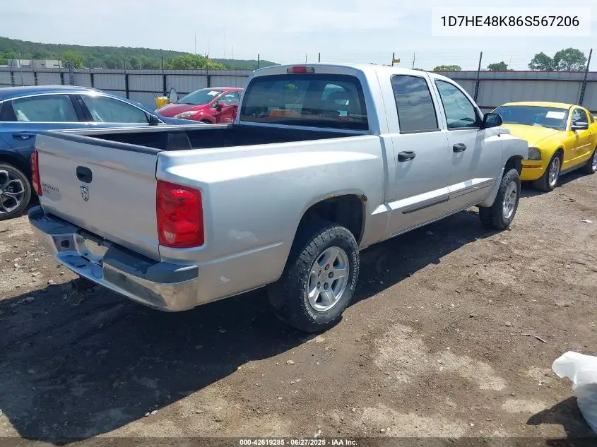 2006 Dodge Dakota Slt VIN: 1D7HE48K86S567206 Lot: 42619285
