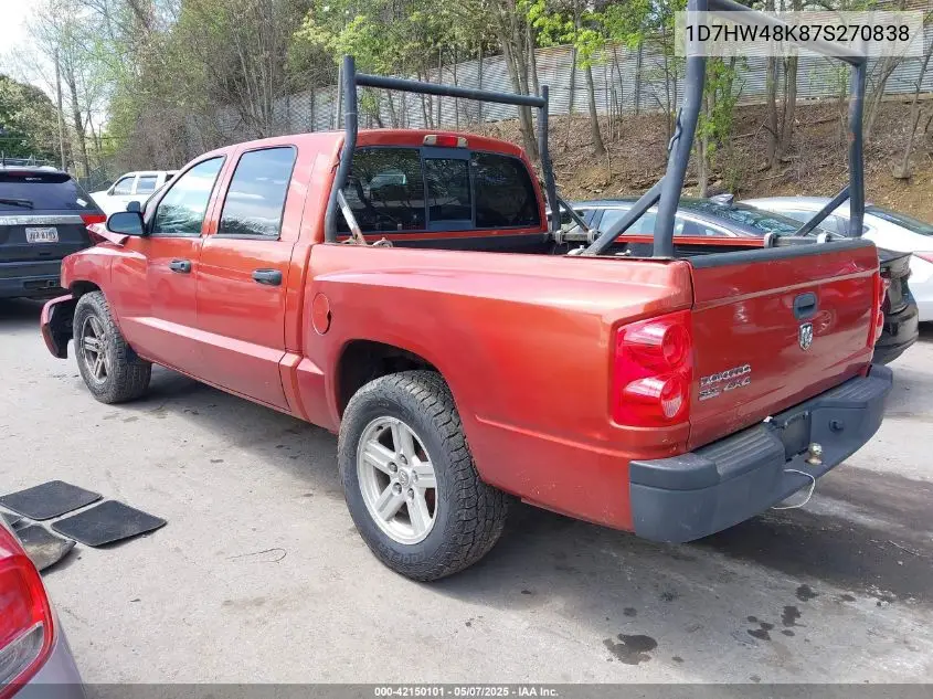 2007 Dodge Dakota Slt VIN: 1D7HW48K87S270838 Lot: 42150101