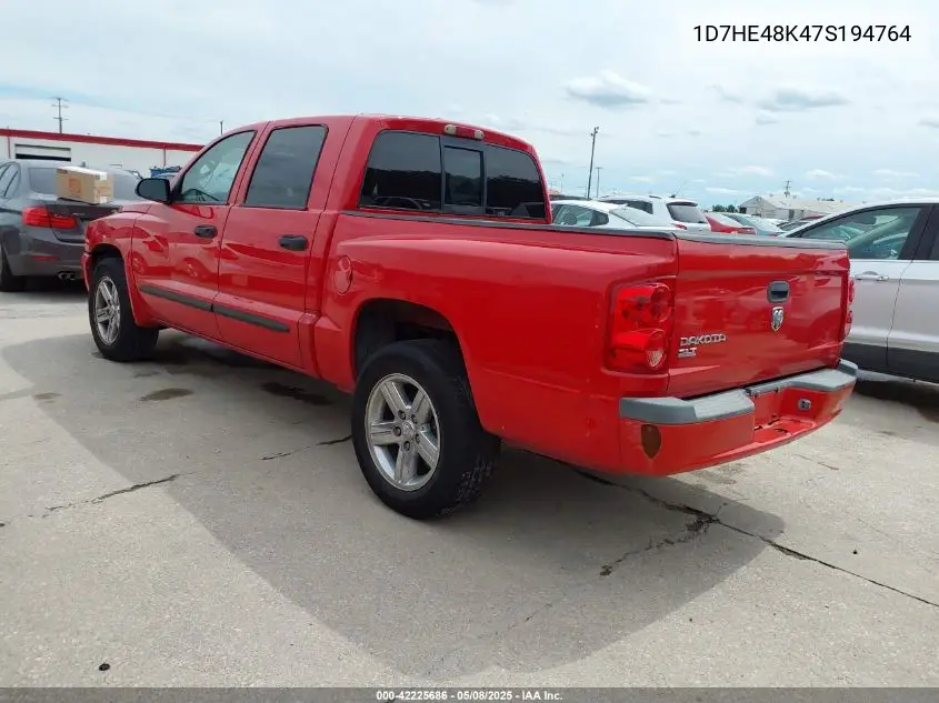 2007 Dodge Dakota Slt VIN: 1D7HE48K47S194764 Lot: 42225686
