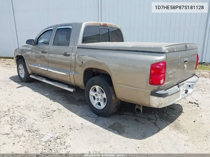 2007 Dodge Dakota Laramie VIN: 1D7HE58P87S181128 Lot: 42240798