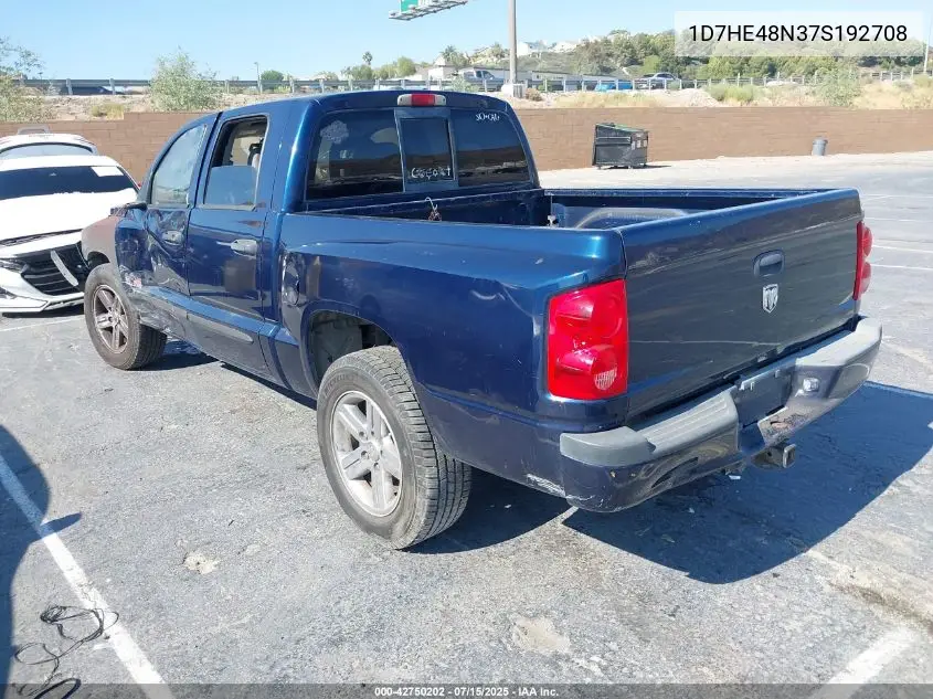 2007 Dodge Dakota Slt VIN: 1D7HE48N37S192708 Lot: 42750202