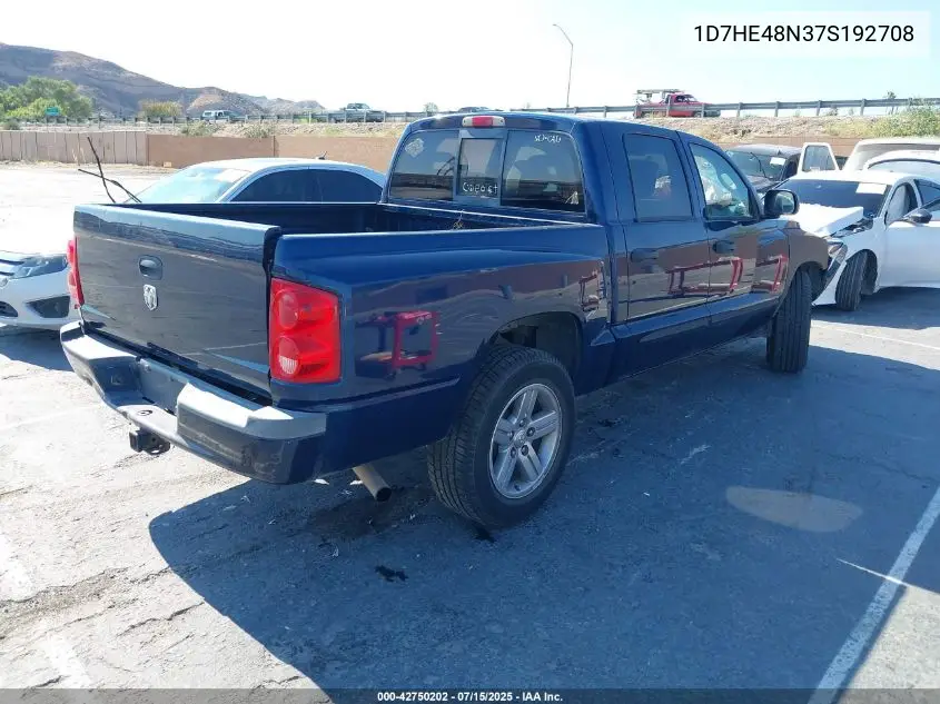 2007 Dodge Dakota Slt VIN: 1D7HE48N37S192708 Lot: 42750202