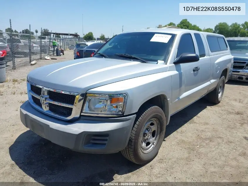 2008 Dodge Dakota St VIN: 1D7HE22K08S550478 Lot: 42194745