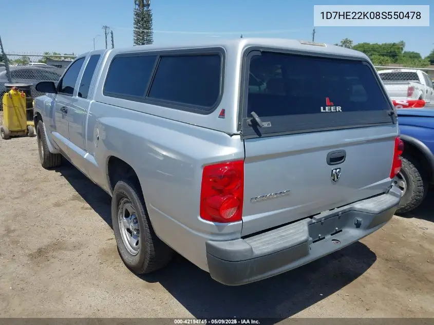 2008 Dodge Dakota St VIN: 1D7HE22K08S550478 Lot: 42194745