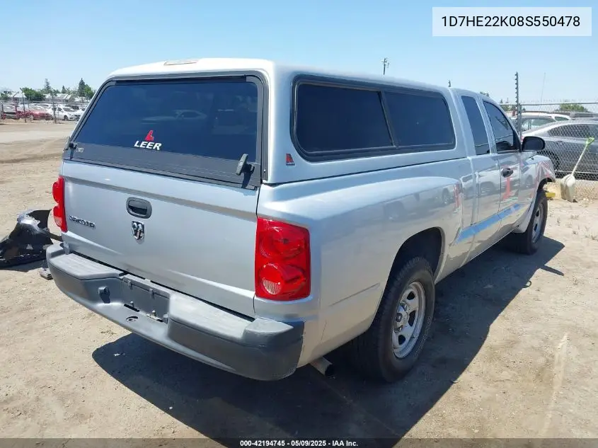 2008 Dodge Dakota St VIN: 1D7HE22K08S550478 Lot: 42194745
