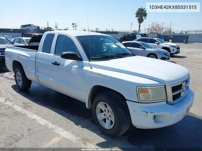 2008 Dodge Dakota Slt VIN: 1D3HE42KX8S531515 Lot: 42225513