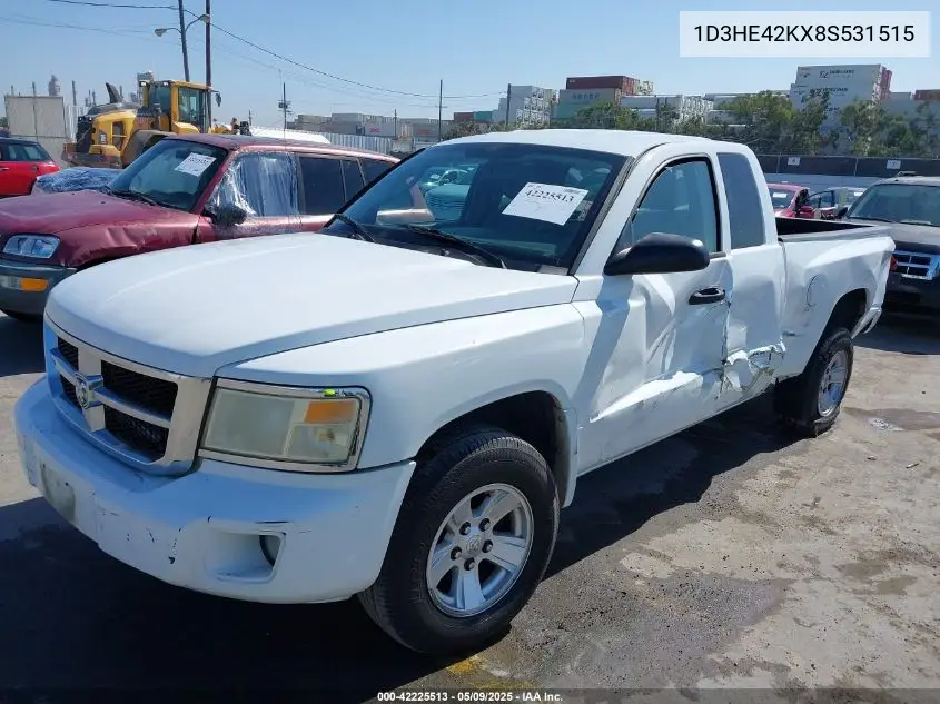 2008 Dodge Dakota Slt VIN: 1D3HE42KX8S531515 Lot: 42225513