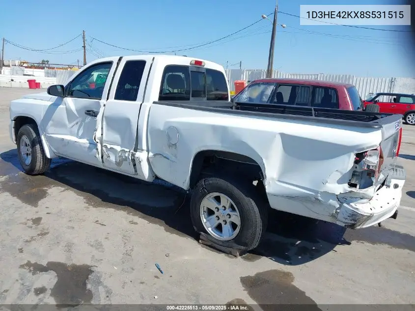 2008 Dodge Dakota Slt VIN: 1D3HE42KX8S531515 Lot: 42225513