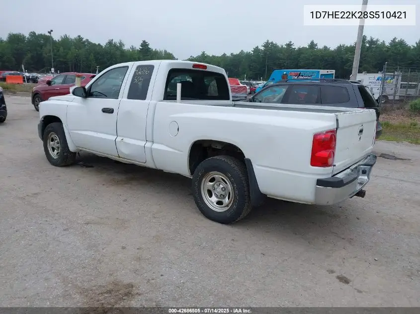 2008 Dodge Dakota St VIN: 1D7HE22K28S510421 Lot: 42686505