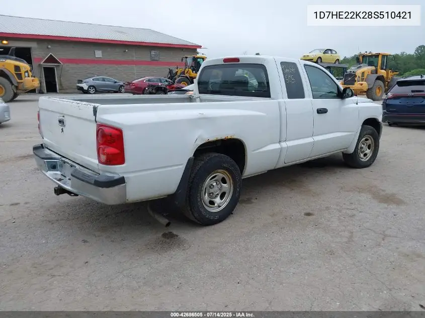 2008 Dodge Dakota St VIN: 1D7HE22K28S510421 Lot: 42686505