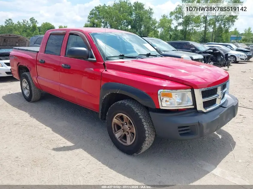 2008 Dodge Dakota Sxt/Bighorn/Lonestar VIN: 1D7HW38K78S519142 Lot: 42718182
