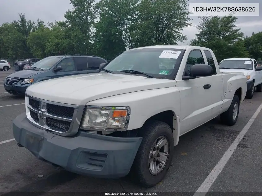 2008 Dodge Dakota Sxt/Bighorn/Lonestar VIN: 1D3HW32K78S638626 Lot: 42751682