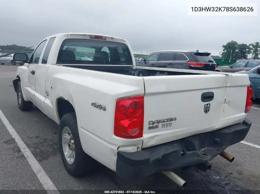 2008 Dodge Dakota Sxt/Bighorn/Lonestar VIN: 1D3HW32K78S638626 Lot: 42751682