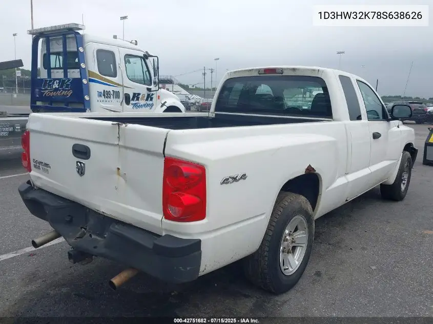 2008 Dodge Dakota Sxt/Bighorn/Lonestar VIN: 1D3HW32K78S638626 Lot: 42751682