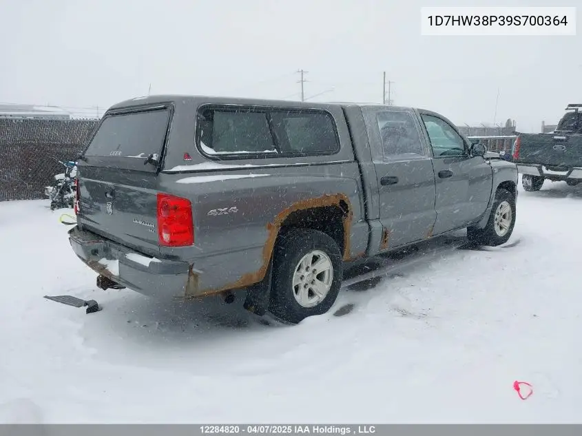 2009 Dodge Dakota Sxt VIN: 1D7HW38P39S700364 Lot: 12284820