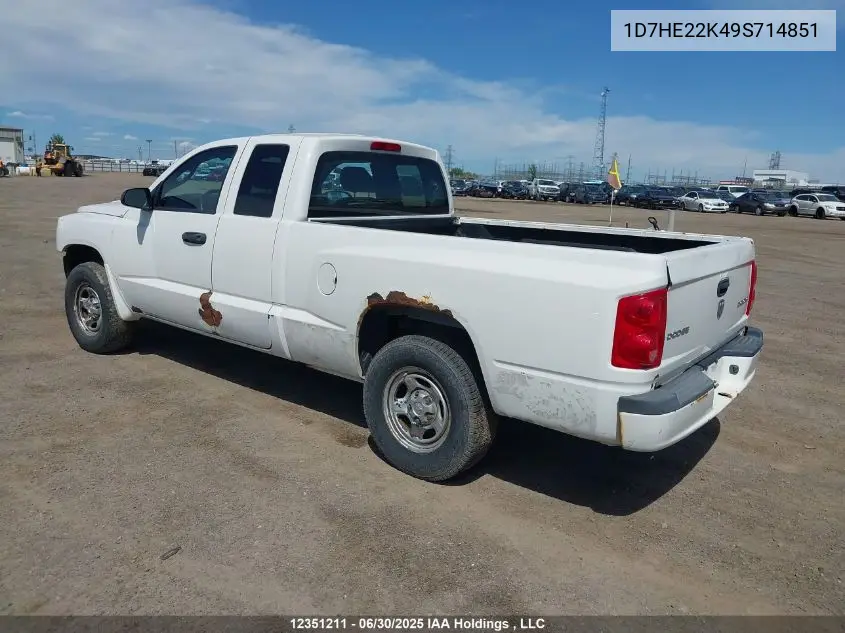 2009 Dodge Dakota St VIN: 1D7HE22K49S714851 Lot: 12351211