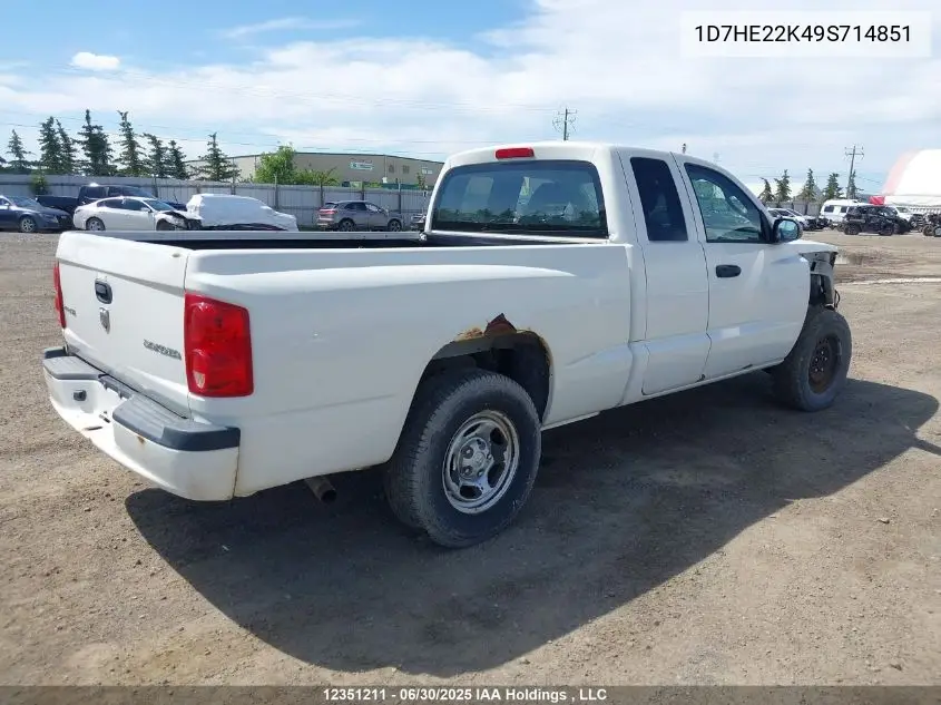 2009 Dodge Dakota St VIN: 1D7HE22K49S714851 Lot: 12351211