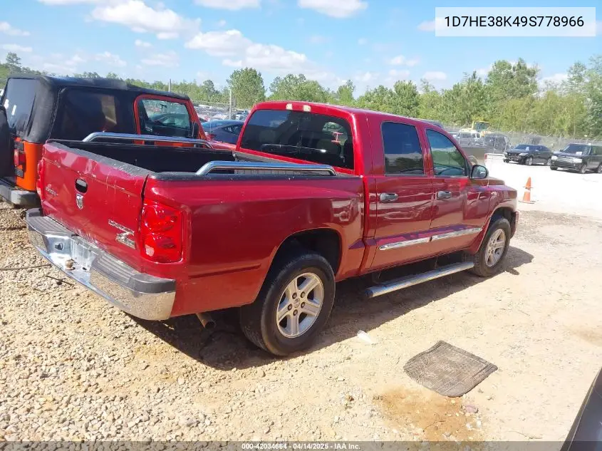 2009 Dodge Dakota Bighorn/Lonestar VIN: 1D7HE38K49S778966 Lot: 42034664