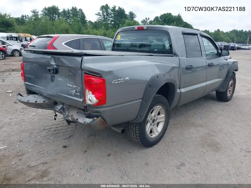 2010 Dodge Dakota Bighorn/Lonestar VIN: 1D7CW3GK7AS221188 Lot: 42593420