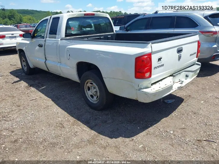 2010 Dodge Dakota St VIN: 1D7RE2BK7AS193326 Lot: 42724537