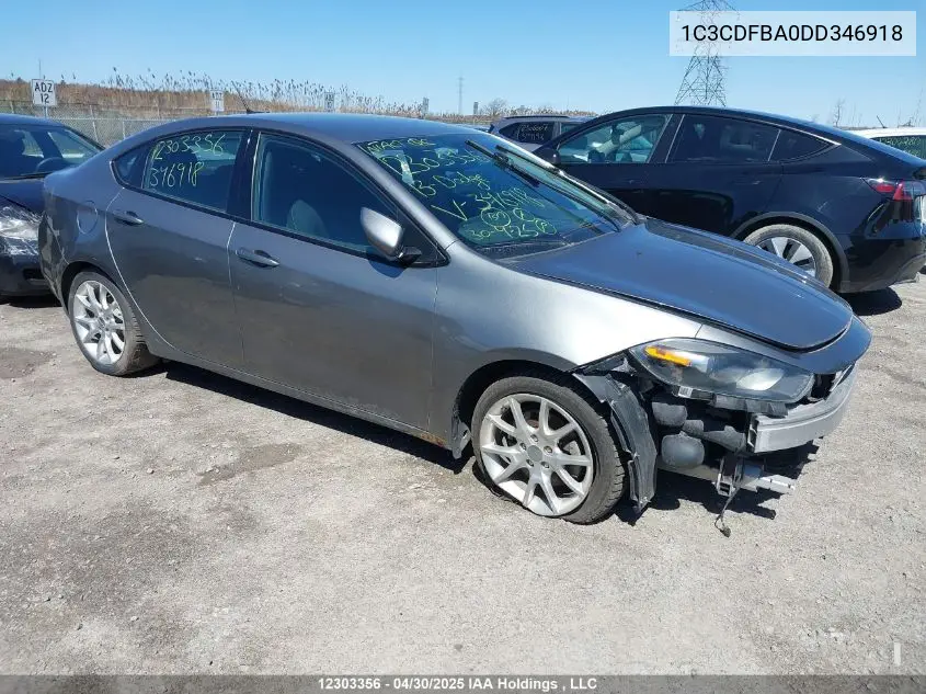 2013 Dodge Dart VIN: 1C3CDFBA0DD346918 Lot: 12303356