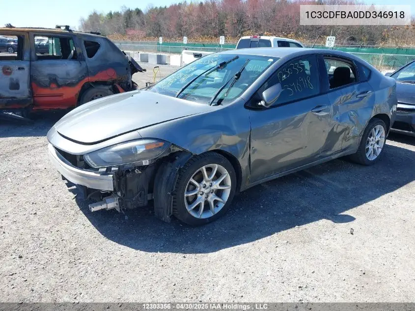 2013 Dodge Dart VIN: 1C3CDFBA0DD346918 Lot: 12303356