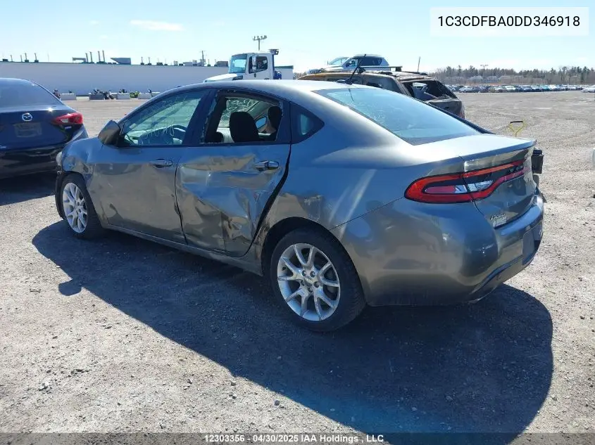 2013 Dodge Dart VIN: 1C3CDFBA0DD346918 Lot: 12303356