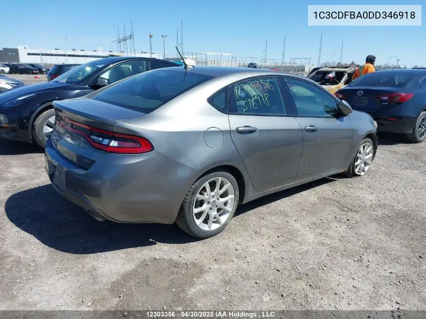 2013 Dodge Dart VIN: 1C3CDFBA0DD346918 Lot: 12303356