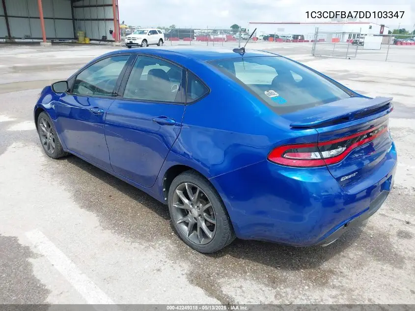 2013 Dodge Dart Rallye VIN: 1C3CDFBA7DD103347 Lot: 42249318
