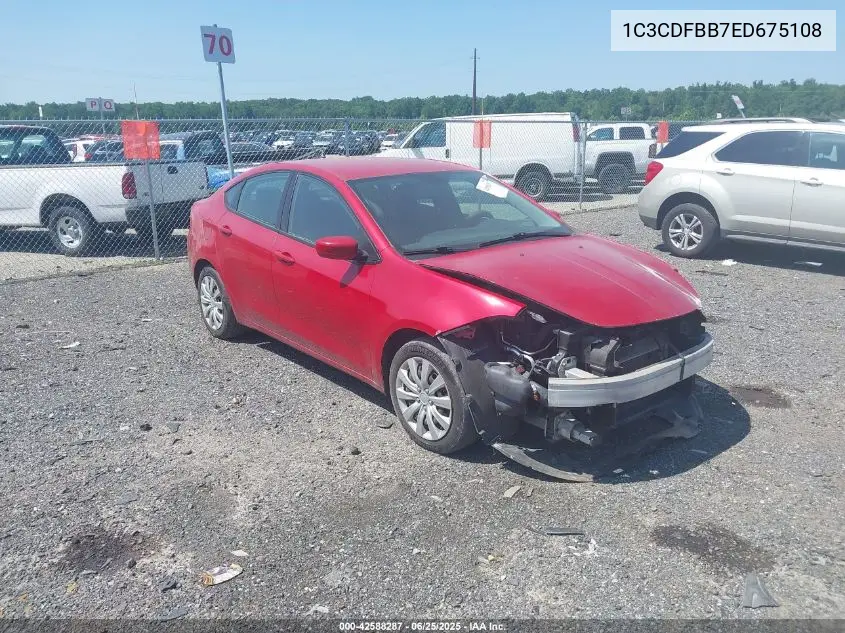 2014 Dodge Dart Sxt VIN: 1C3CDFBB7ED675108 Lot: 42588287