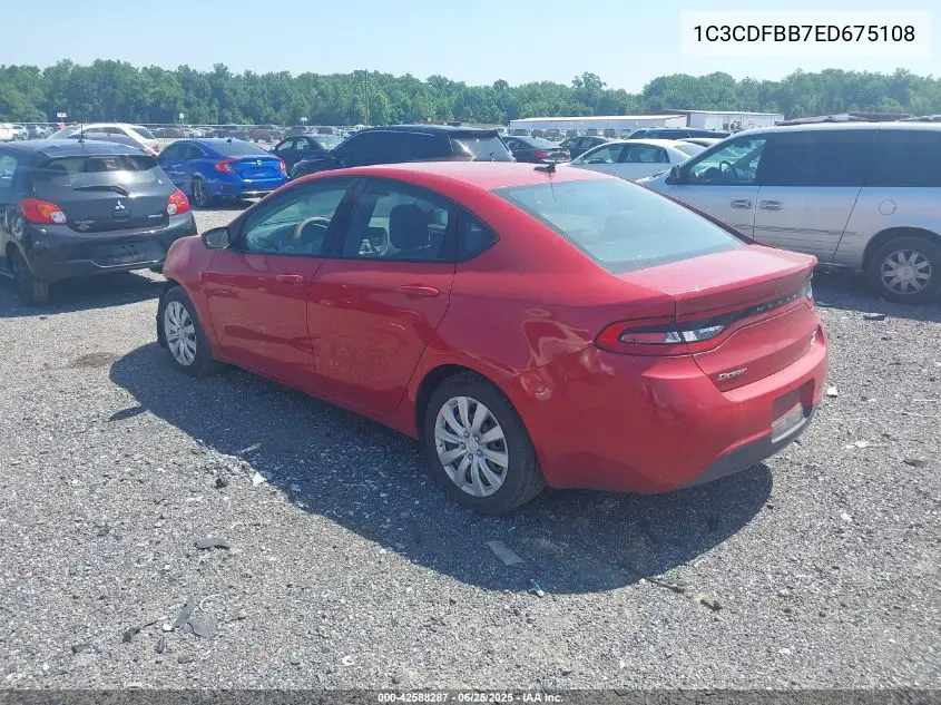 2014 Dodge Dart Sxt VIN: 1C3CDFBB7ED675108 Lot: 42588287