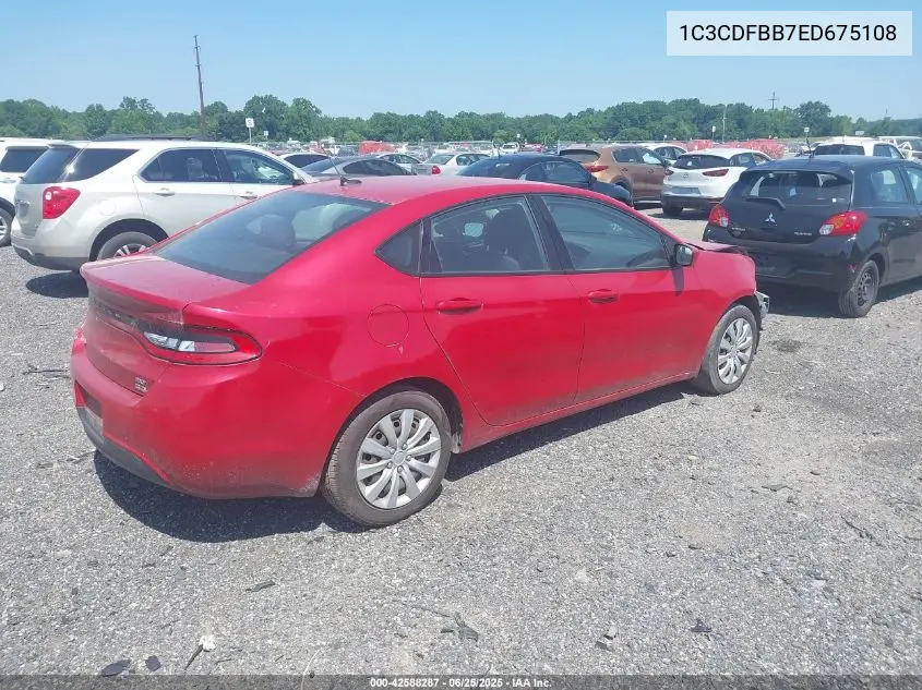 2014 Dodge Dart Sxt VIN: 1C3CDFBB7ED675108 Lot: 42588287