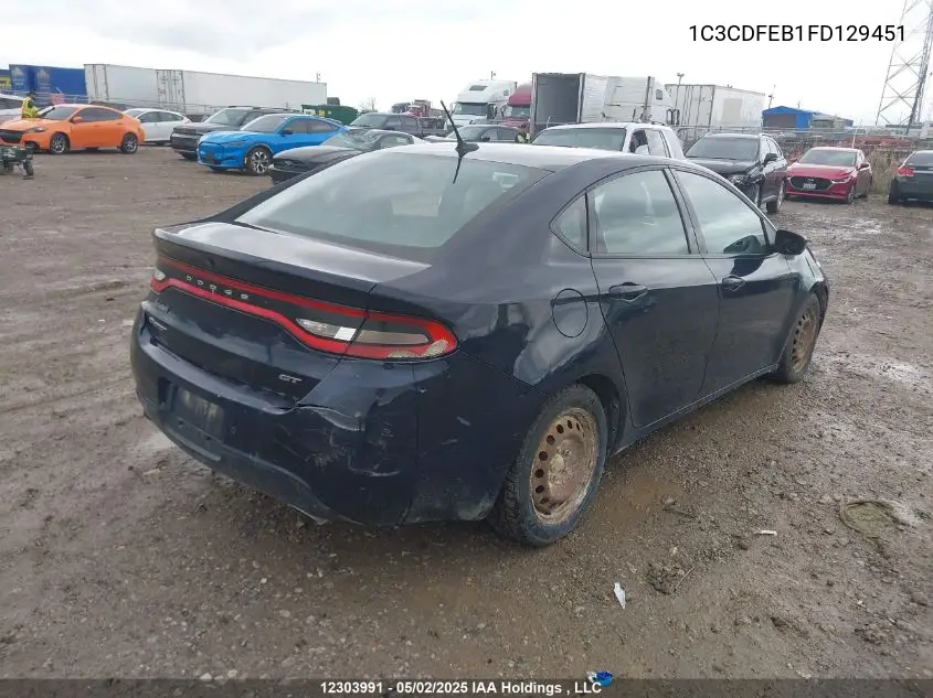 2015 Dodge Dart Gt VIN: 1C3CDFEB1FD129451 Lot: 12303991