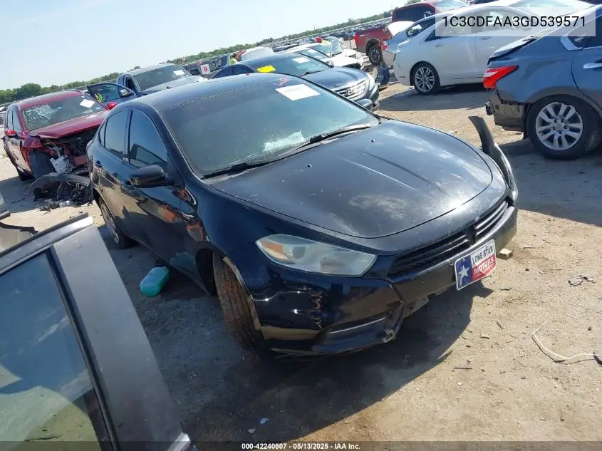 2016 Dodge Dart Se VIN: 1C3CDFAA3GD539571 Lot: 42240507