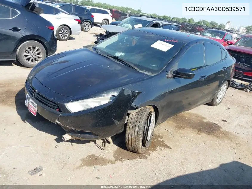 2016 Dodge Dart Se VIN: 1C3CDFAA3GD539571 Lot: 42240507