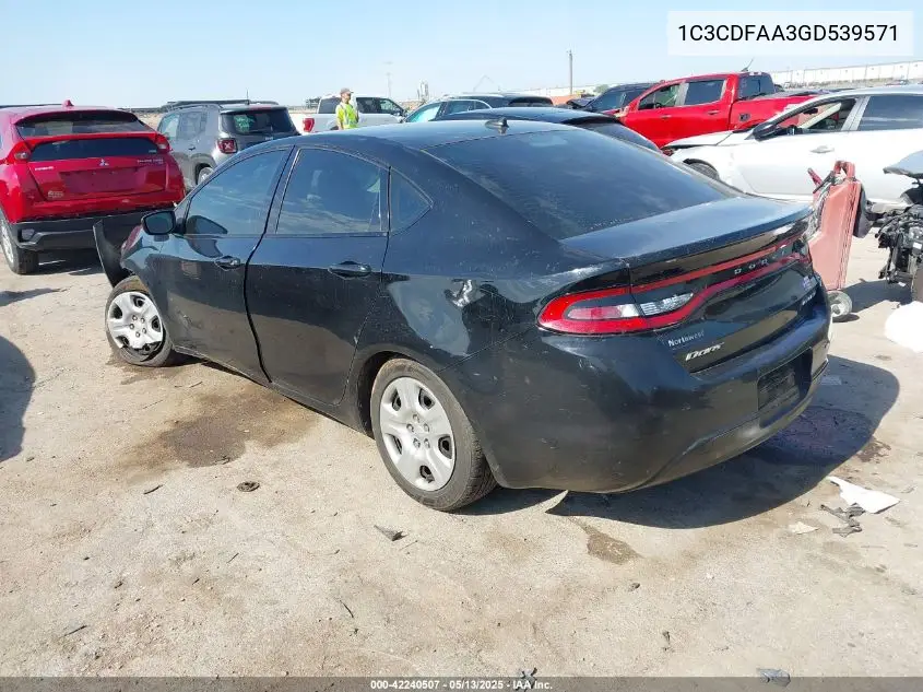 2016 Dodge Dart Se VIN: 1C3CDFAA3GD539571 Lot: 42240507