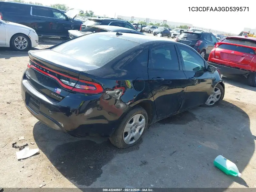 2016 Dodge Dart Se VIN: 1C3CDFAA3GD539571 Lot: 42240507