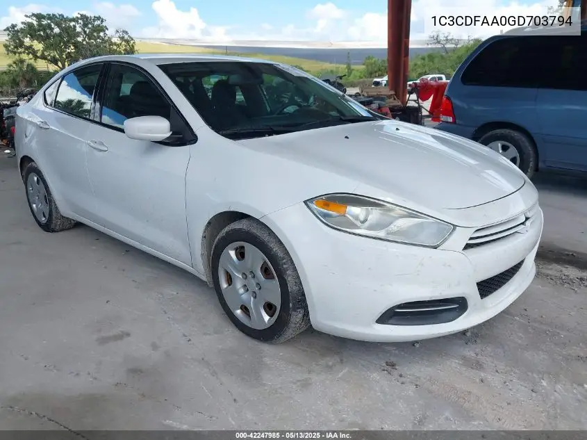2016 Dodge Dart Se VIN: 1C3CDFAA0GD703794 Lot: 42247985
