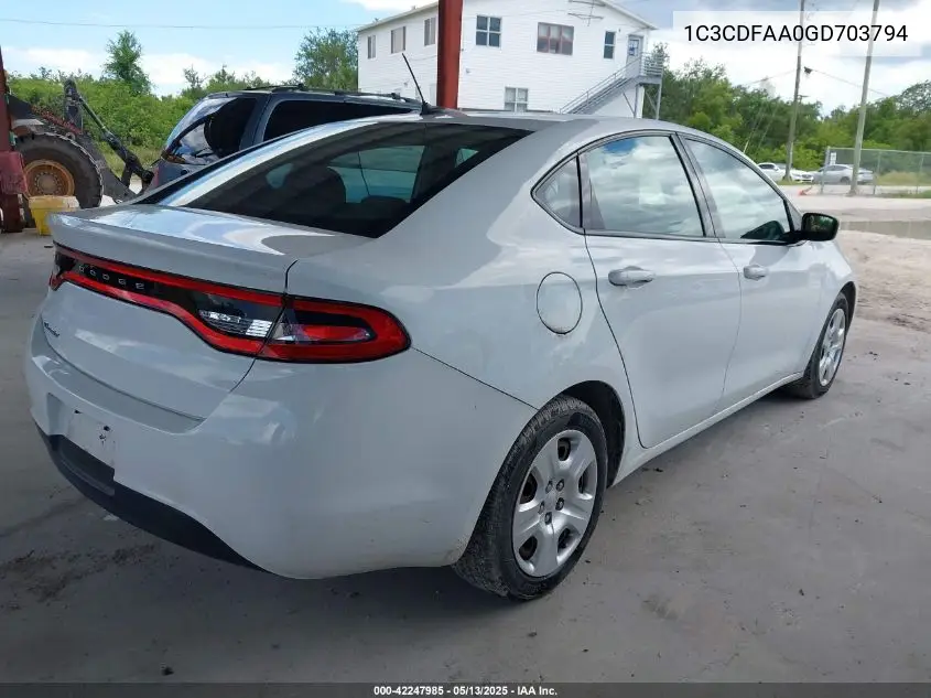2016 Dodge Dart Se VIN: 1C3CDFAA0GD703794 Lot: 42247985