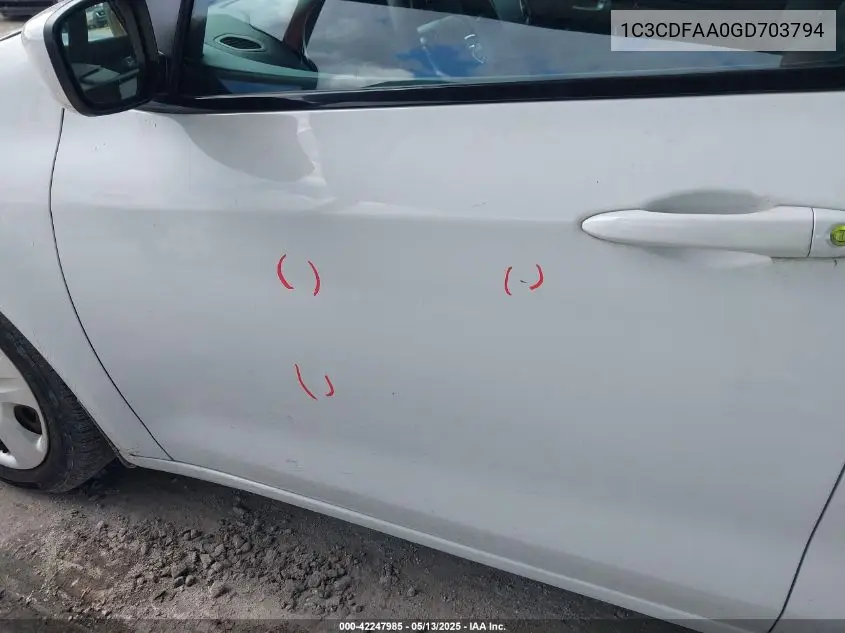 2016 Dodge Dart Se VIN: 1C3CDFAA0GD703794 Lot: 42247985