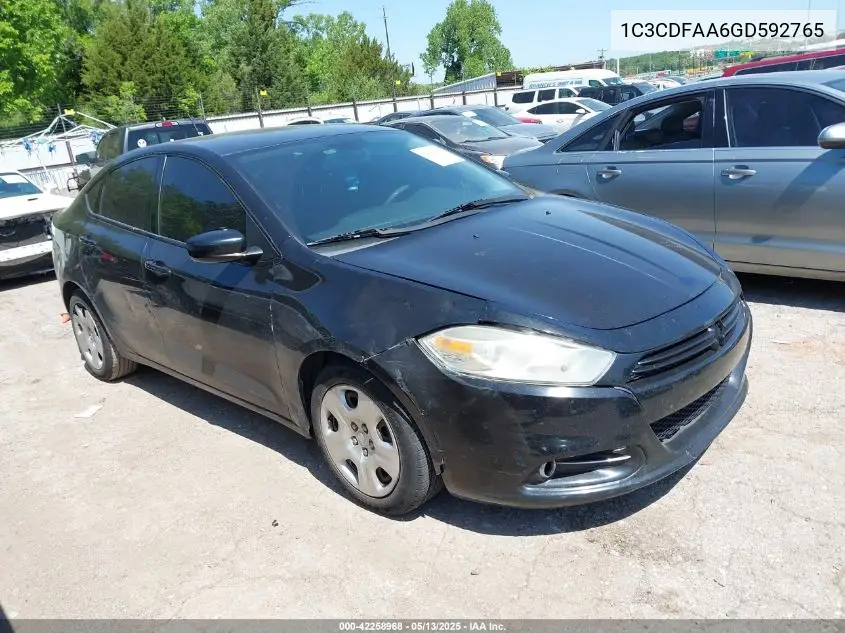 2016 Dodge Dart Se VIN: 1C3CDFAA6GD592765 Lot: 42258968
