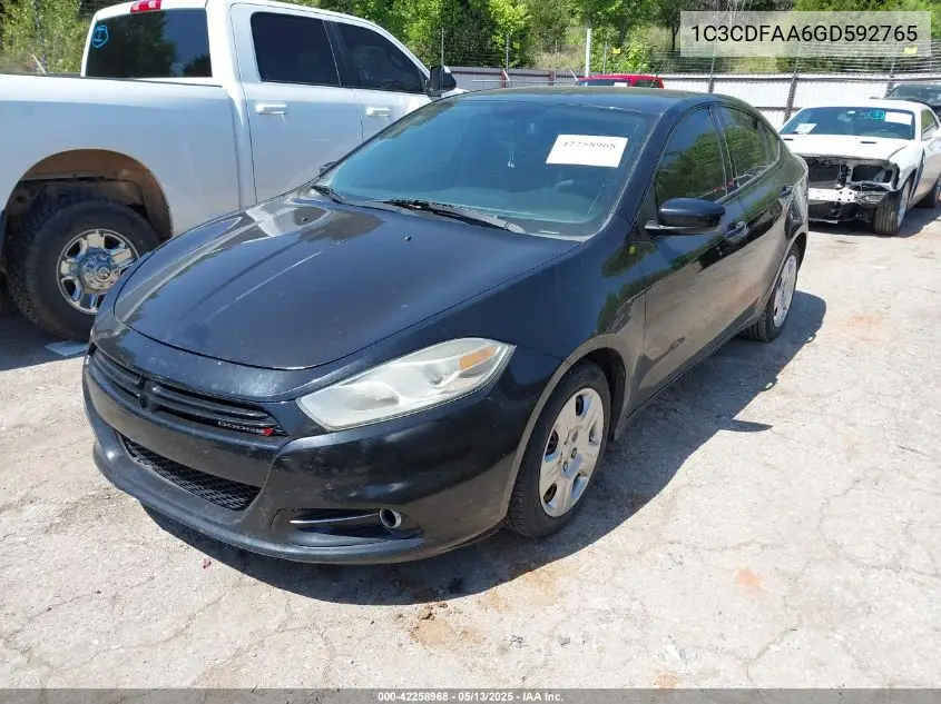 2016 Dodge Dart Se VIN: 1C3CDFAA6GD592765 Lot: 42258968