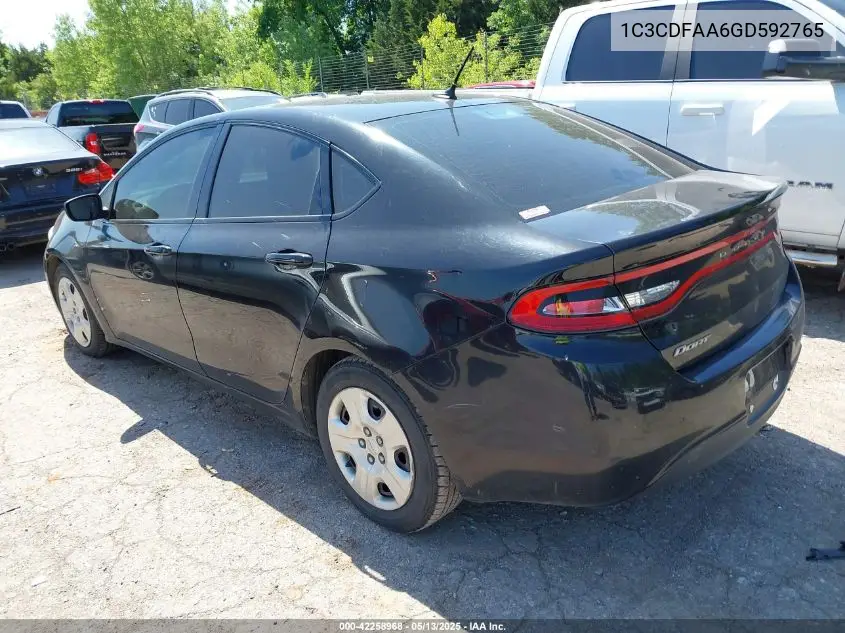 2016 Dodge Dart Se VIN: 1C3CDFAA6GD592765 Lot: 42258968