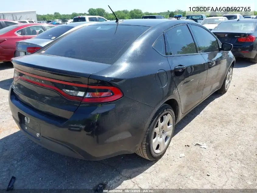 2016 Dodge Dart Se VIN: 1C3CDFAA6GD592765 Lot: 42258968