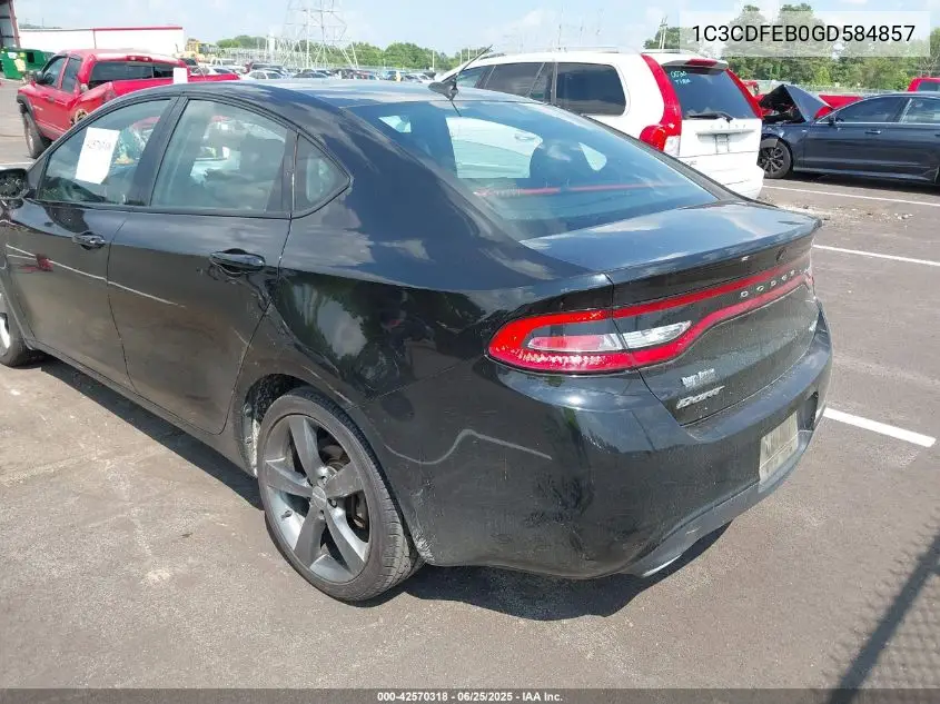 2016 Dodge Dart Gt VIN: 1C3CDFEB0GD584857 Lot: 42570318