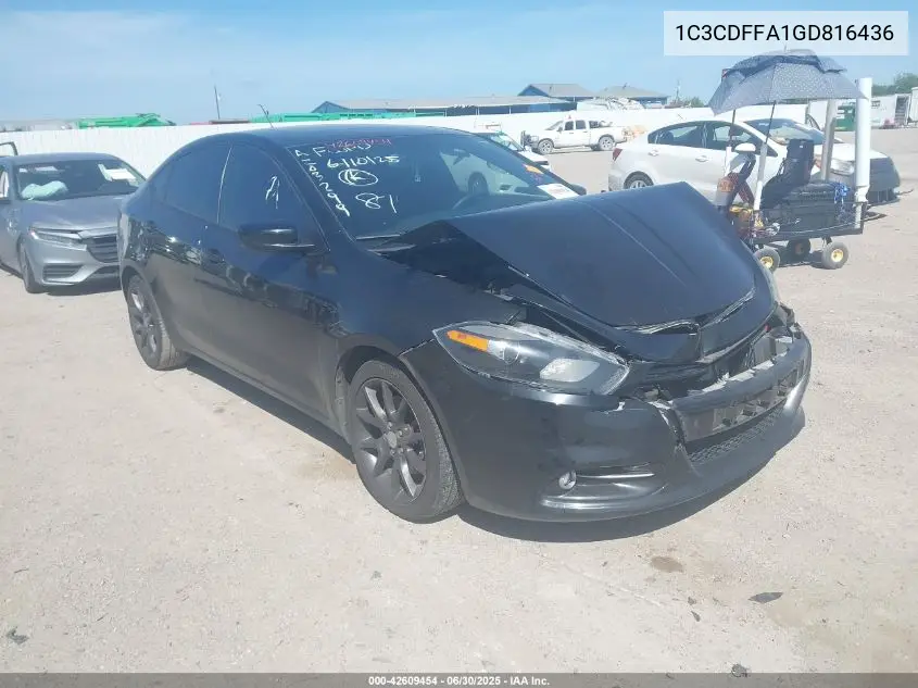 2016 Dodge Dart Sxt Sport VIN: 1C3CDFFA1GD816436 Lot: 42609454