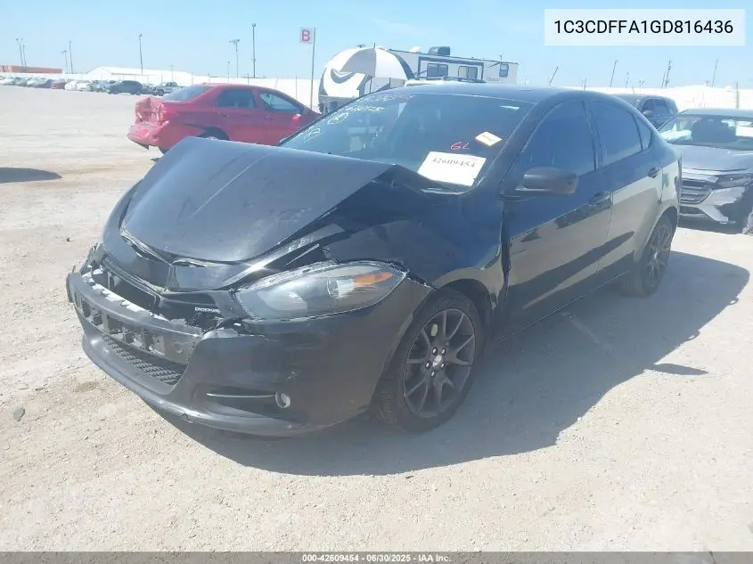 2016 Dodge Dart Sxt Sport VIN: 1C3CDFFA1GD816436 Lot: 42609454