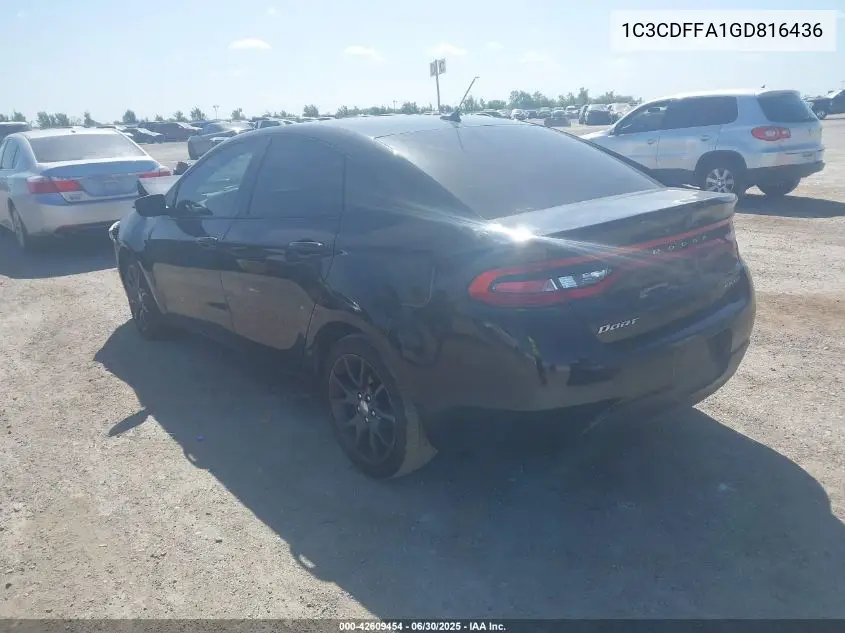 2016 Dodge Dart Sxt Sport VIN: 1C3CDFFA1GD816436 Lot: 42609454